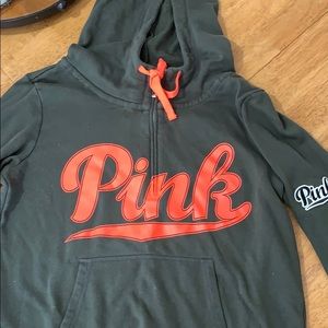 Pink Victoria’s Secret Dark Green Hoodie sz lrg
